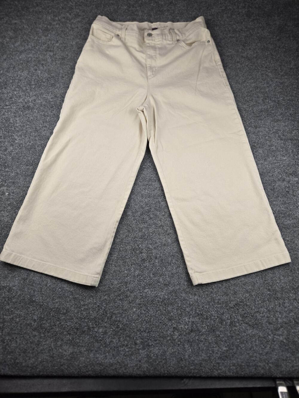 Vintage Gloria Vanderbilt Jeans 14 Beige High Rise Wide Leg Crop Capri #616